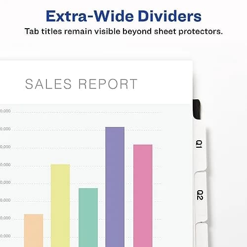 Avery 5-Tab Extra Wide Binder Dividers, White, 5 Sets (25 Dividers Total) | Organize Documents & Presentations with Easy Apply Labels thumbnail 2