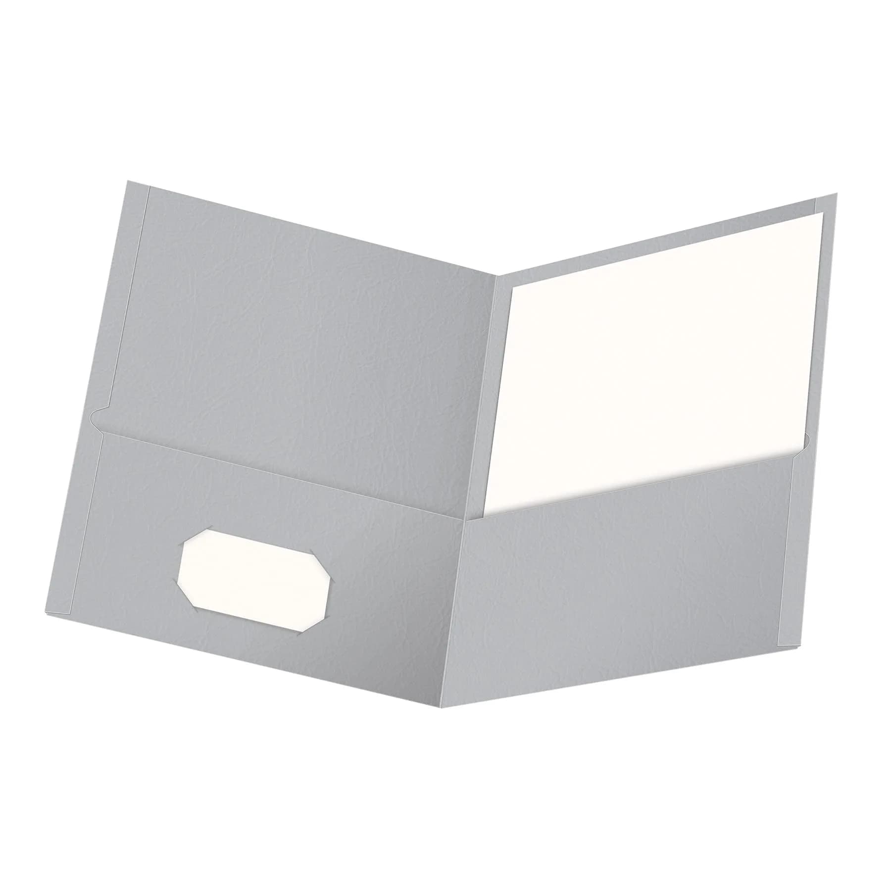 Oxford Twin-Pocket Folders with Business Card Holder, Letter Size, Gray, Box of 25 | Textured Paper for Durable Organization - view 2