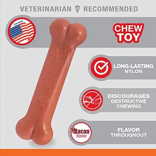 Nylabone Power Chew Classic Bone Dog Toy, Bacon Flavor, Medium (170g / 6oz) | Durable Chew Toy for Aggressive Chewers thumbnail 4