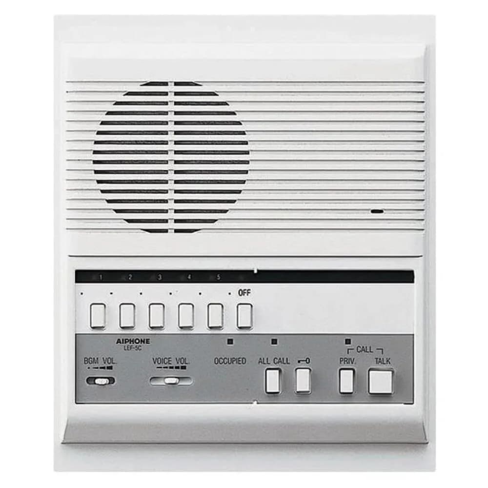 Aiphone LEF-5C 5-Call Semi-Flush Mount Intercom Master Station, All Call | Multi-Station Audio System — Solid