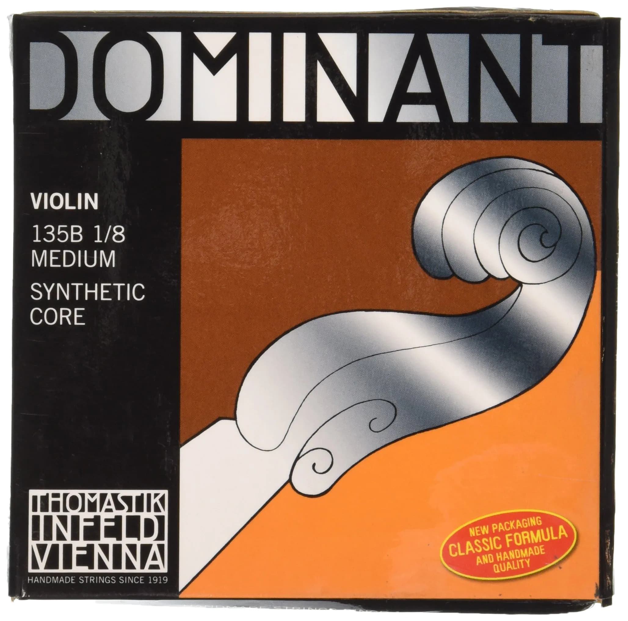 Thomastik-Infeld Dominant Violin Strings Set 1/8 Size Medium Tension 4-Pack | Clear & Balanced Tone — Full Set - Steel E