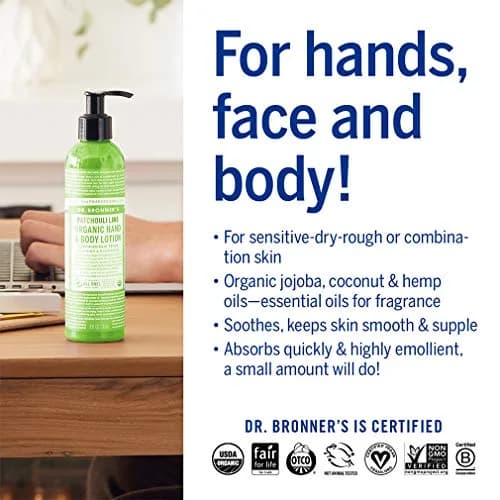 Dr. Bronner's Organic Lotion Patchouli Lime 236ml (8 Fl Oz) | USDA Organic & Fair Trade Ingredients thumbnail 5
