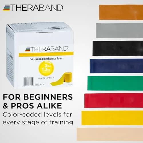 THERABAND Resistance Band, Exercise, Workout, Physical Therapy, Yellow | 50 Yard Latex Band for Flexibility & Rehab thumbnail 7