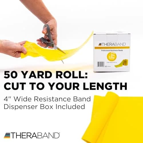THERABAND Resistance Band, Exercise, Workout, Physical Therapy, Yellow | 50 Yard Latex Band for Flexibility & Rehab thumbnail 2