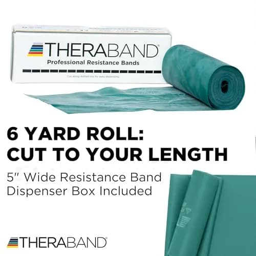 THERABAND Resistance Bands, Latex Exercise & Rehab Band, Green - Heavy | Portable 6 Yard System thumbnail 2