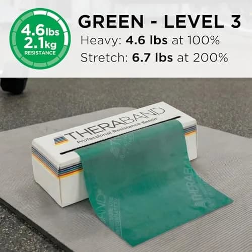 THERABAND Resistance Bands, Latex Exercise & Rehab Band, Green - Heavy | Portable 6 Yard System thumbnail 3