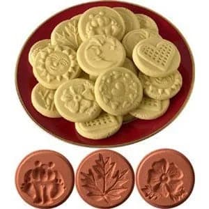JBK Pottery Terra Cotta Cookie Stamps Set of 3 | Moon & Celestial Designs for Baking