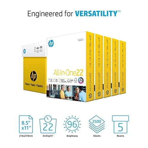 HP Papers All-In-One 22 lb 8.5x11 Inch Paper | 2500 Sheets (5 Reams) | 96 Bright thumbnail 2