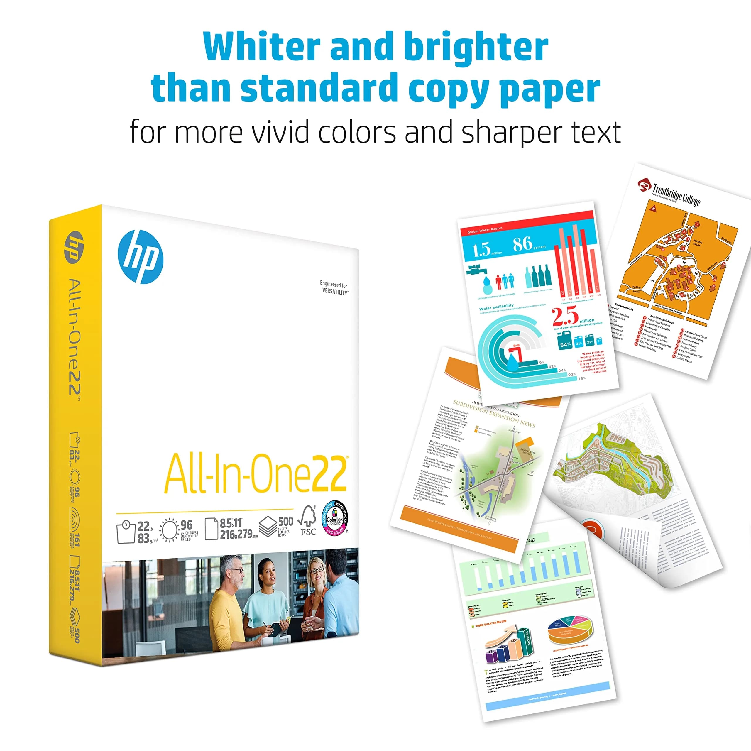 HP Papers All-In-One 22 lb 8.5x11 Inch Paper | 2500 Sheets (5 Reams) | 96 Bright - view 3