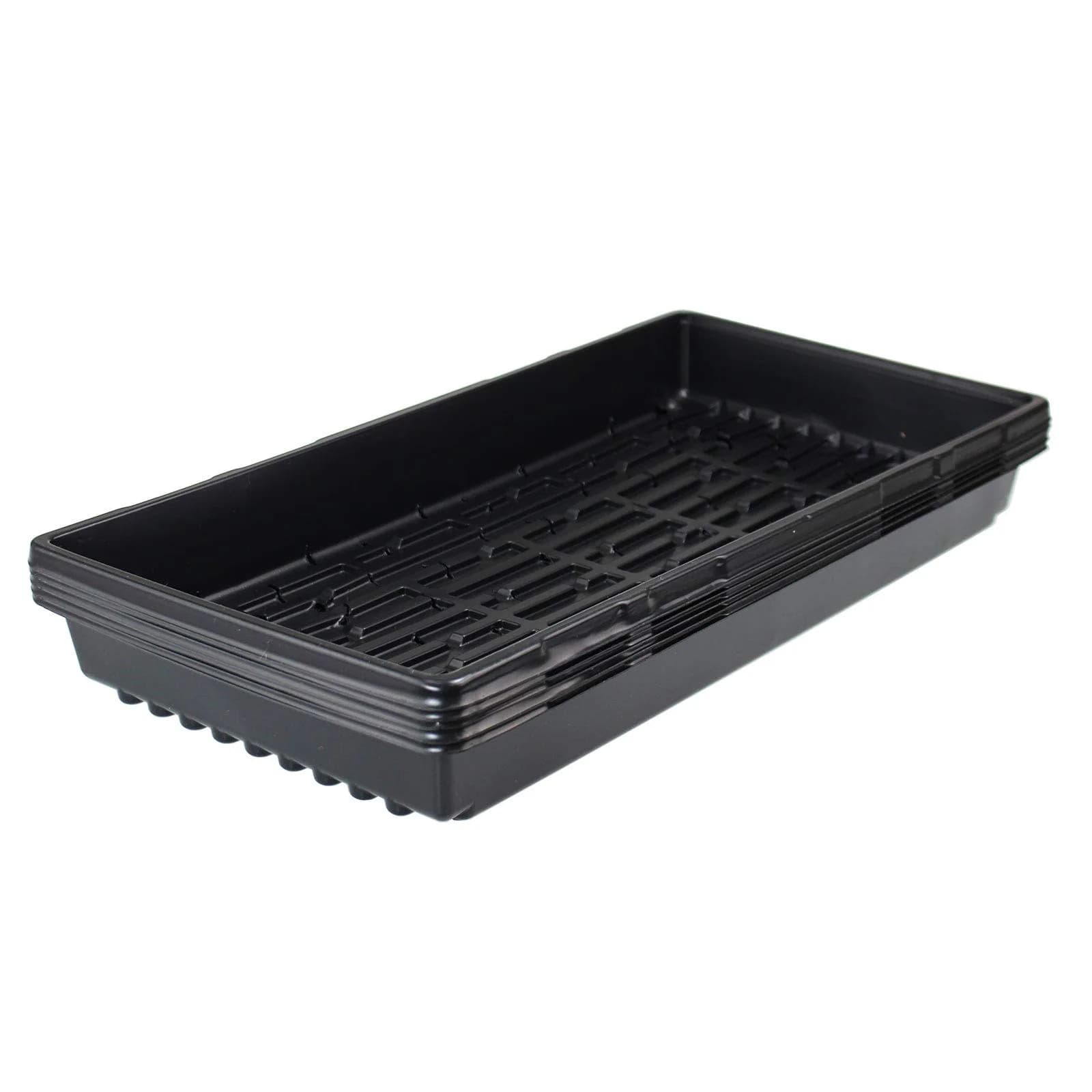 Living Whole Foods 5 Pack of Durable Black Plastic Growing Trays 21" x 11" x 2" | Reusable, Drain Holes for Seedlings & Wheatgrass — Black