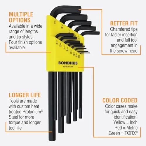 Bondhus 22199 Hex L-Wrench Set, Long Length, 1.5-10mm & 0.050-3/8" | Protanium Steel thumbnail 2