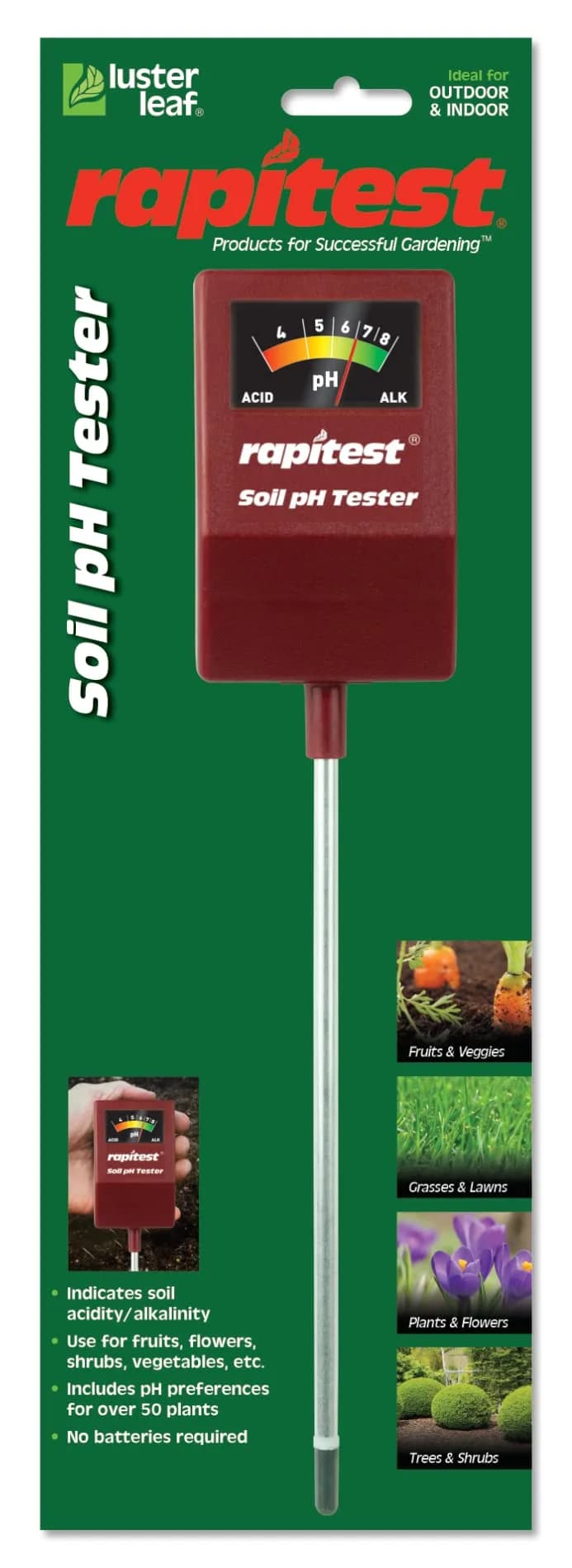 Luster Leaf Soil pH Tester for testing soil pH quickly and accurately | No batteries required