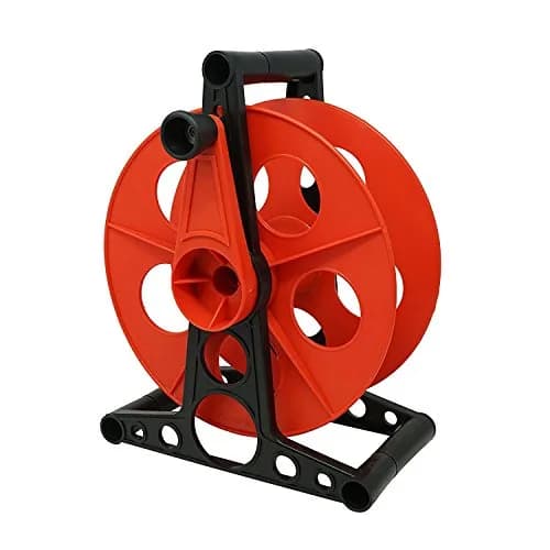 Woods Extension Cord Storage Reel with Stand - 150 ft Capacity, Red & Black | Tangle-Free Indoor/Outdoor Cord Management thumbnail 1