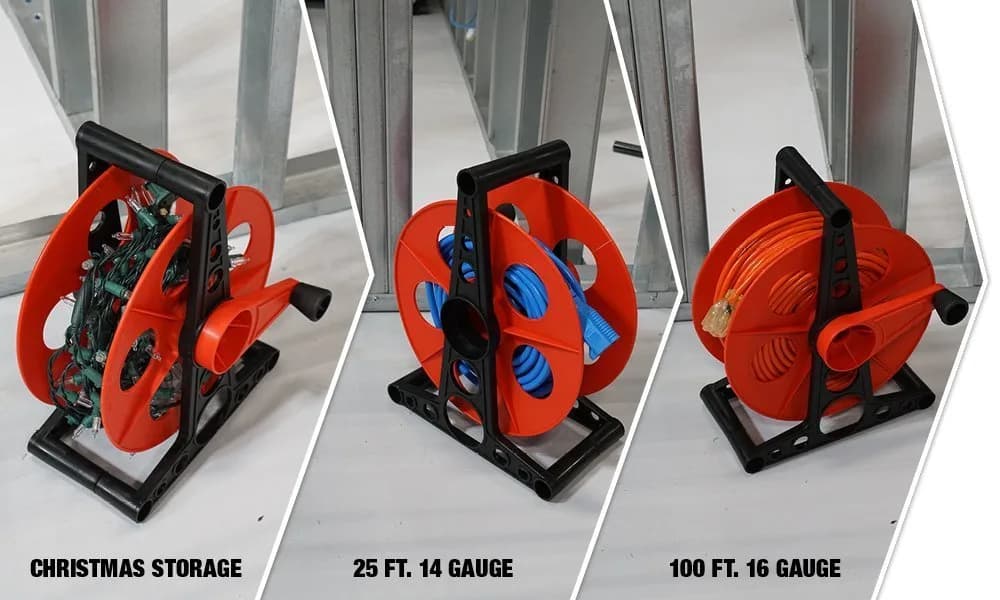 Woods Extension Cord Storage Reel with Stand - 150 ft Capacity, Red & Black | Tangle-Free Indoor/Outdoor Cord Management - view 3