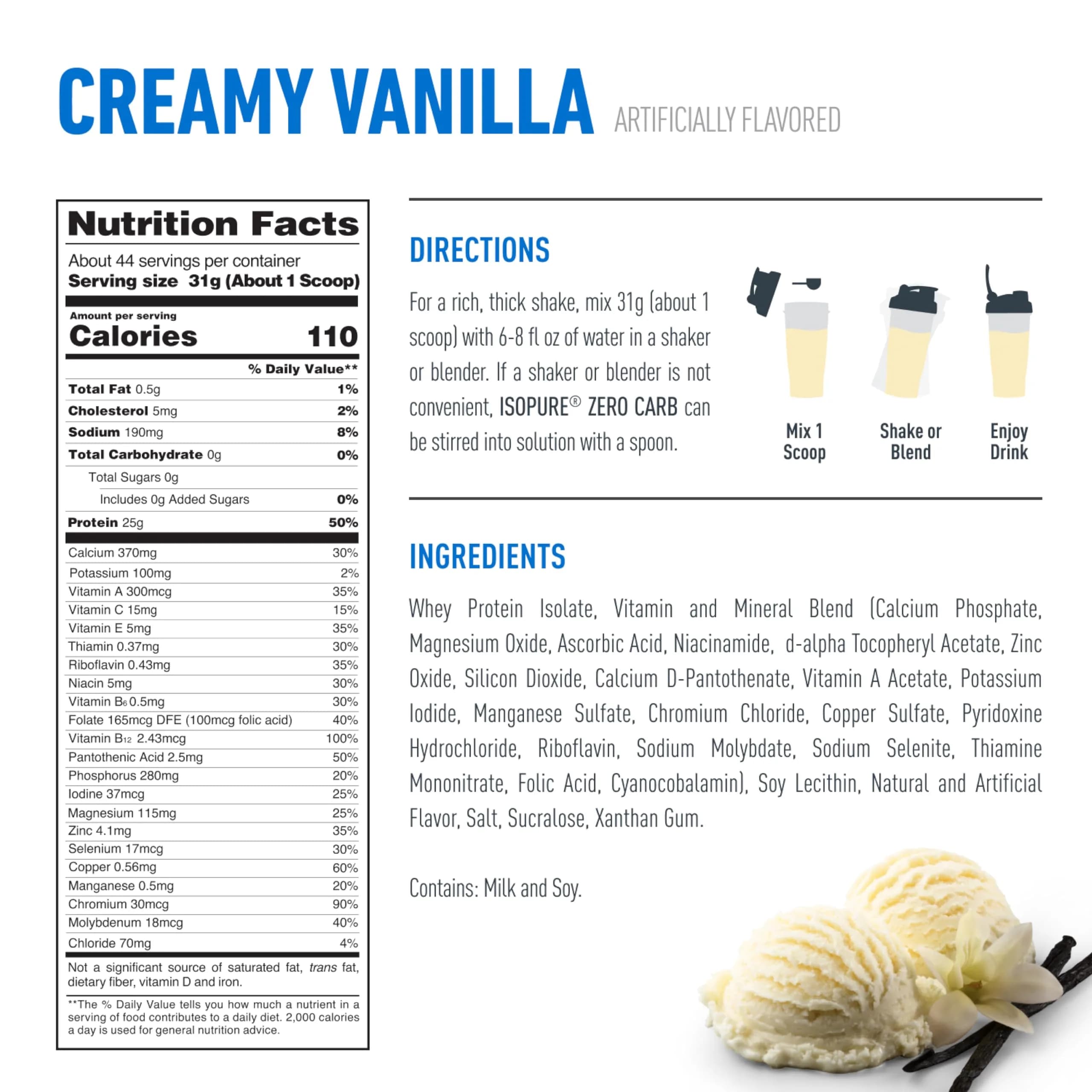 Isopure Zero Carb Whey Protein Isolate Powder Creamy Vanilla 3lb 25g Protein 0g Sugar | Pure Muscle Fuel - view 7
