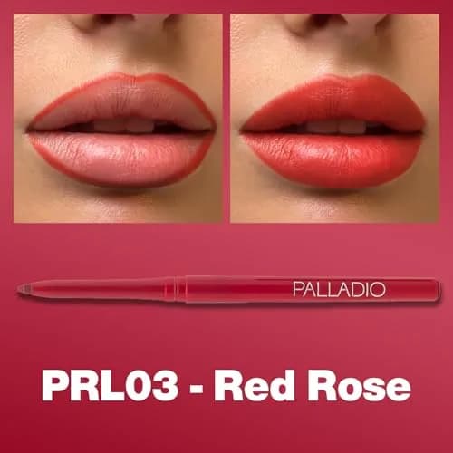 Palladio Retractable Waterproof Lip Liner Red Rose | Long-Lasting, Smudge-Proof, Botanical Infused thumbnail 2