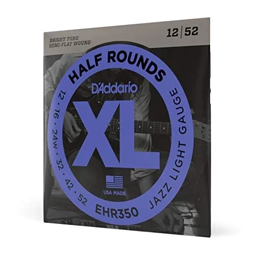 D'Addario Half Round Electric Guitar Strings EHR350, Jazz Light 12-52 | Smooth Feel, Reduced Finger Noise thumbnail 1