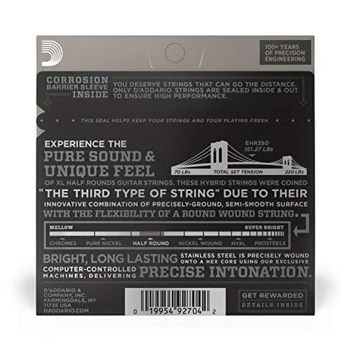 D'Addario Half Round Electric Guitar Strings EHR350, Jazz Light 12-52 | Smooth Feel, Reduced Finger Noise thumbnail 3