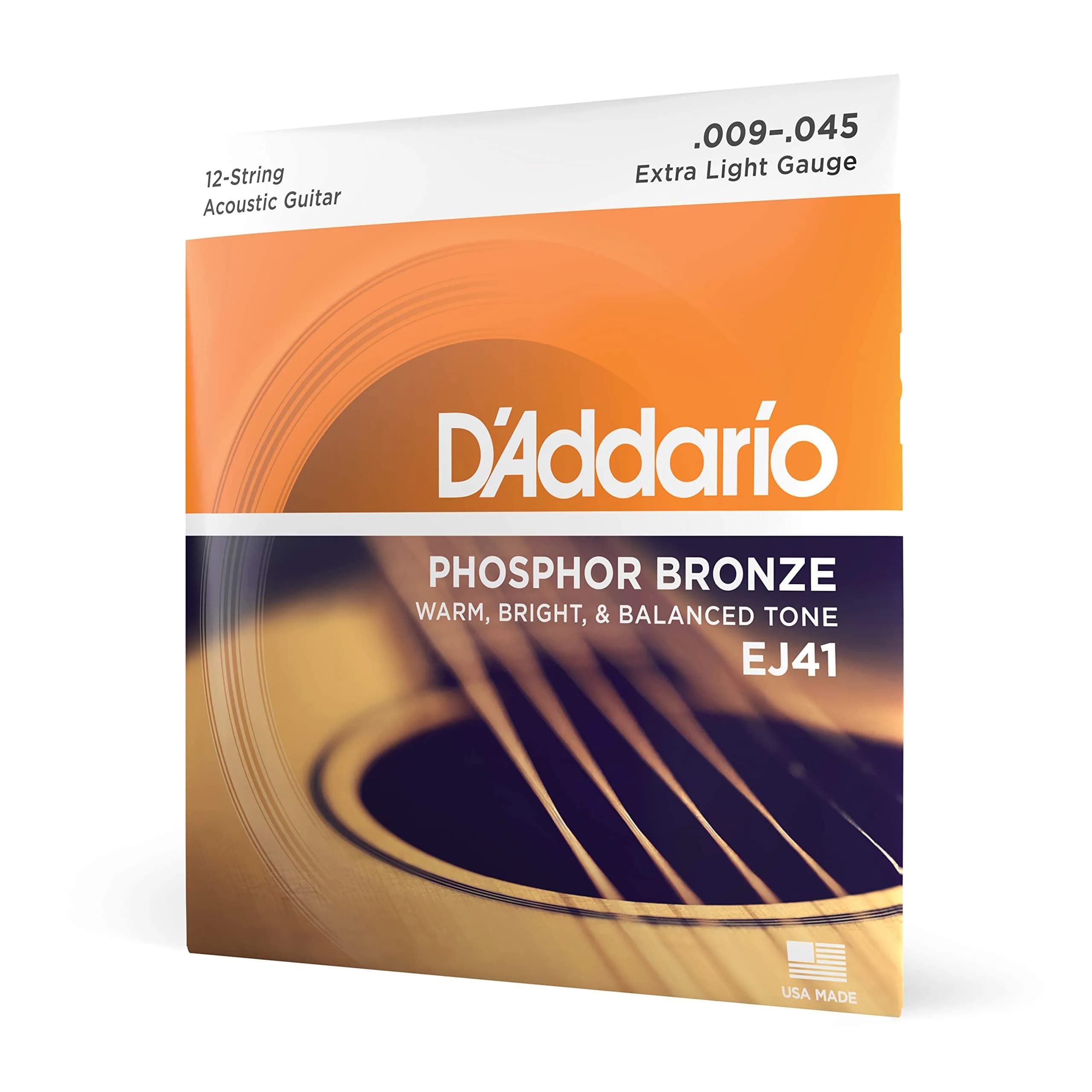 D'Addario EJ41 Phosphor Bronze 12-String Guitar Strings, Extra Light 9-45 (1-Pack) - main product image