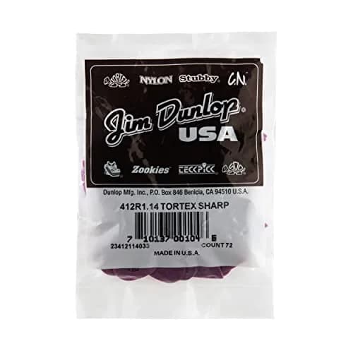 Jim Dunlop Tortex Sharp Guitar Picks 1.14mm Purple | Extra Heavy, 72 Pack for Guitarists thumbnail 4