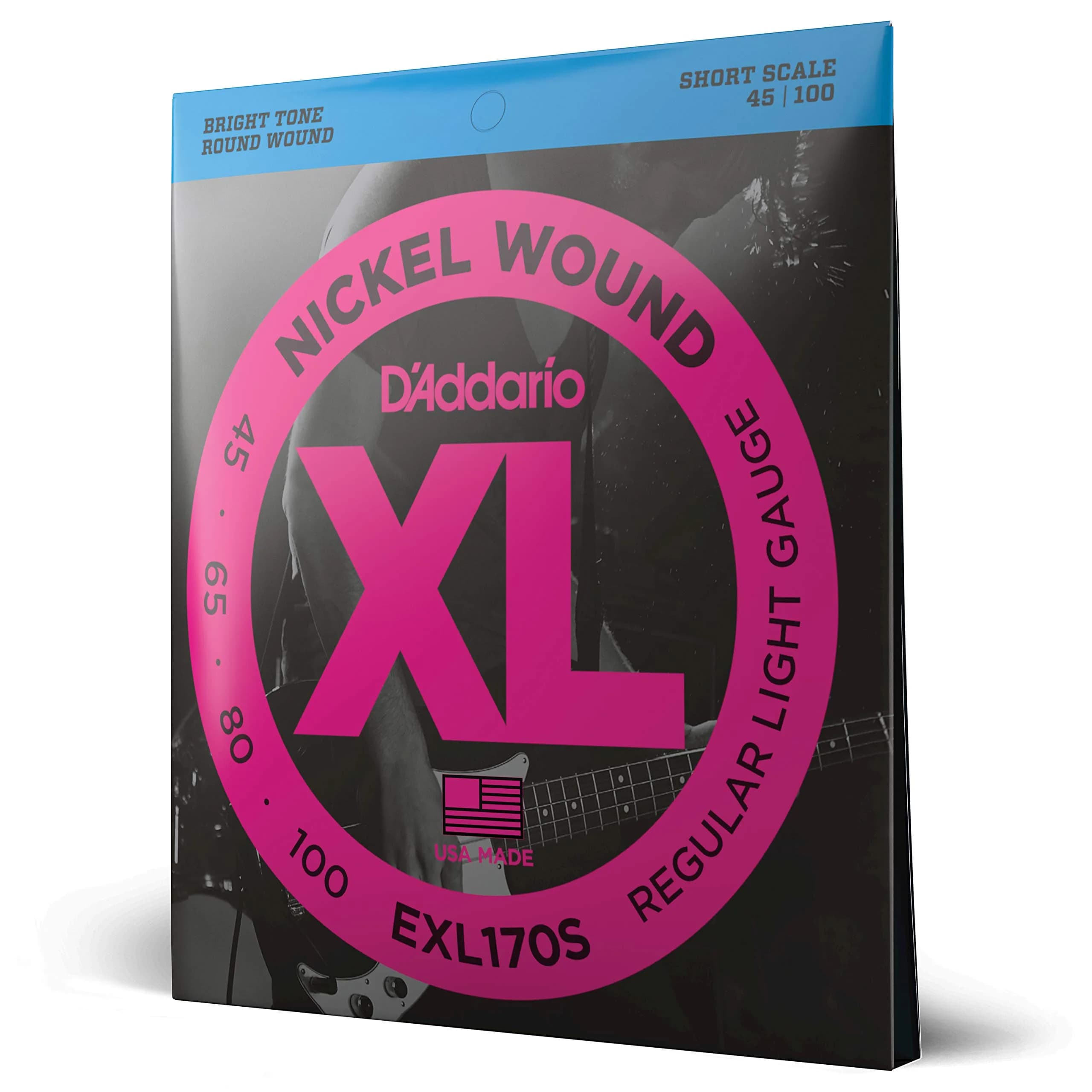 D'Addario XL Nickel Bass Guitar Strings 45-100 Short Scale | Bright, Reliable Tone — Light, 45-100 / Short Scale