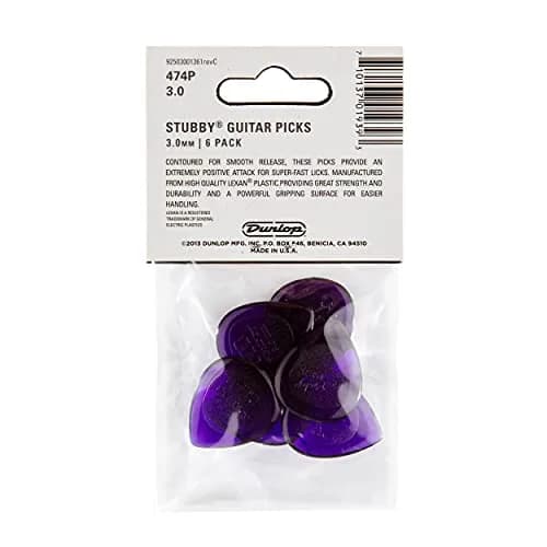 Jim Dunlop Stubby 3.0mm Guitar Picks - 6 Pack | Powerful Grip & Smooth Release thumbnail 5