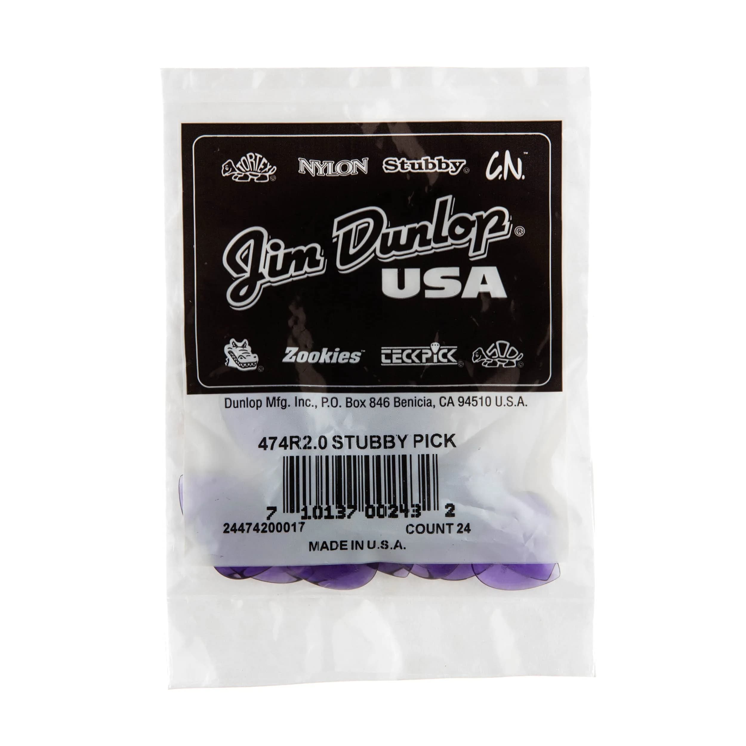 Jim Dunlop Stubby® 2.0mm Guitar Picks (24-Pack, Light Purple) | Smooth Release for Fast Licks - view 4