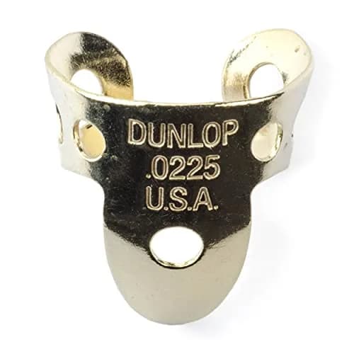 Jim Dunlop Brass Fingerpicks .0225" Gauge | 20 Count Tube | Classic Tone for Guitar, Banjo, Resonator thumbnail 1