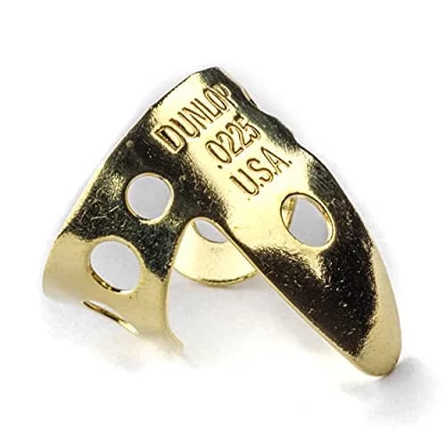 Jim Dunlop Brass Fingerpicks .0225" Gauge | 20 Count Tube | Classic Tone for Guitar, Banjo, Resonator thumbnail 2