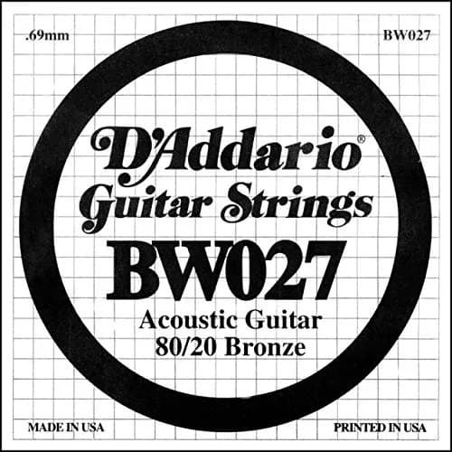 D'Addario BW027 Bronze Wound Acoustic Guitar Single String, .027 Gauge (Metric Conversion Missing) thumbnail 1