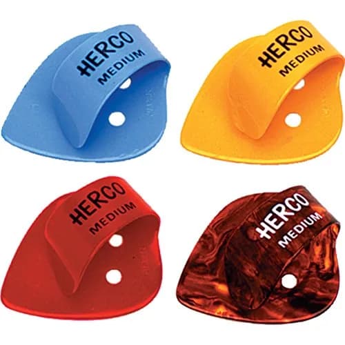Herco Flat Thumbpicks Medium | Celluloid Guitar Picks for Bass & Guitar thumbnail 1
