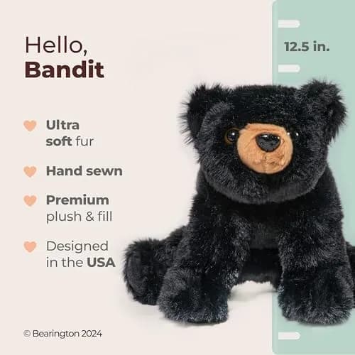 Bearington Teddy Bear Stuffed Animal Plush Toy Soft Cute Baby Bandit 12.5" | Cuddly Plush for Kids & Babies thumbnail 2