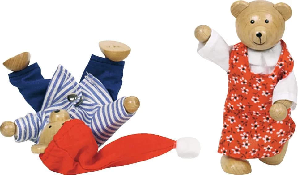 Goki Flexible Bears Benna & Bennoh Hand Puppets with Wardrobe 12 cm (4.7 inches) | Interactive Wooden Toy for Kids thumbnail 4