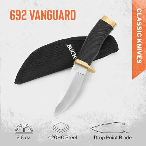 Buck Knives 692 Vanguard Fixed Blade Hunting Knife 8.5" | Full Tang, 4.1" Drop Point Blade, USA Handcrafted thumbnail 2