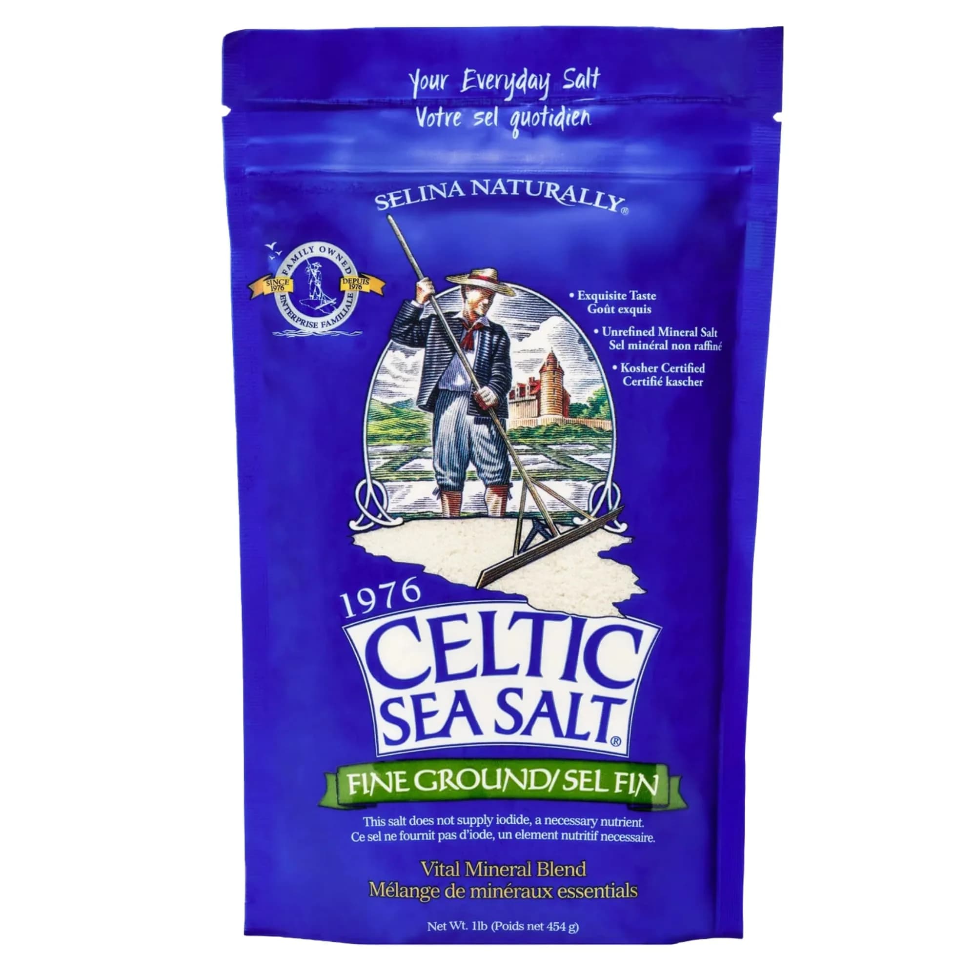Celtic Sea Salt Fine Ground, Unrefined Mineral Salt for Cooking, 8 oz | Natural minerals, balanced flavor, premium quality — 16 Ounce