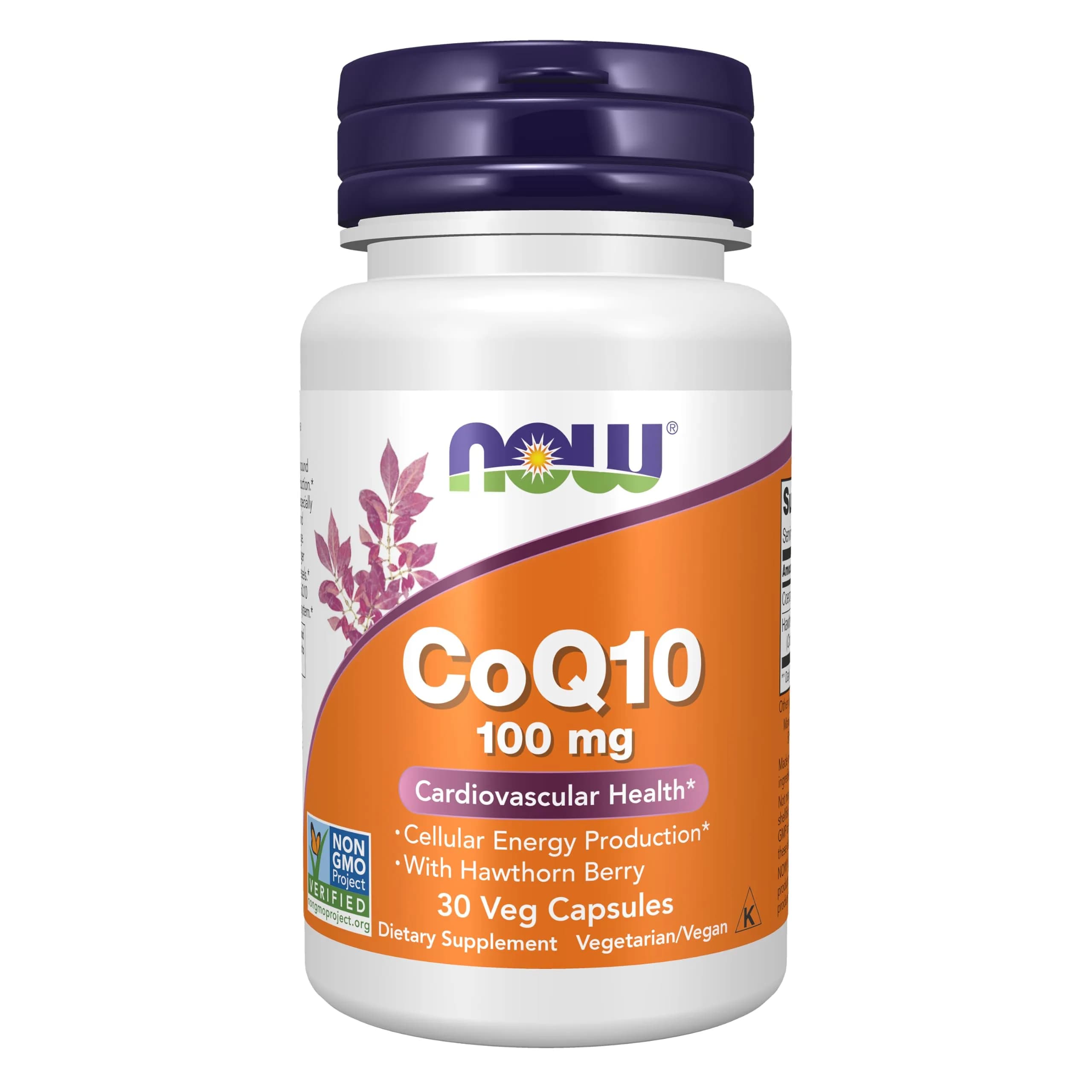 NOW Foods CoQ10 100 mg with Hawthorn Berry Veggie Capsules 30 Count (Pack of 1) | Pharmaceutical Grade Cellular Energy Support - main product image