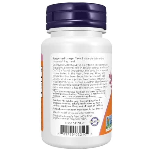 NOW Foods CoQ10 100 mg with Hawthorn Berry Veggie Capsules 30 Count (Pack of 1) | Pharmaceutical Grade Cellular Energy Support thumbnail 3