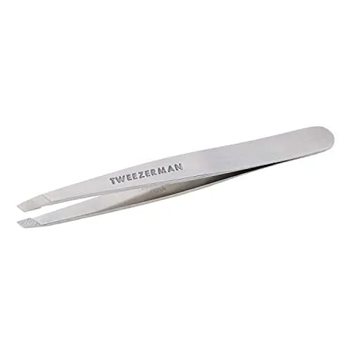 Tweezerman Stainless Steel Slant Tweezer for Eyebrows Silver | Precision Brow Shaping Tool thumbnail 1