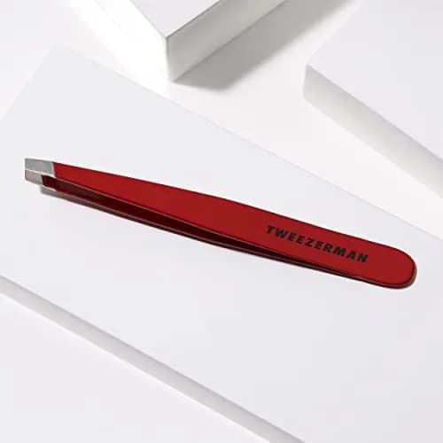 Tweezerman Slant Tweezer – Tweezerman Tweezers for Eyebrows Signature Red | Precision, Hand-Filed Tips thumbnail 3