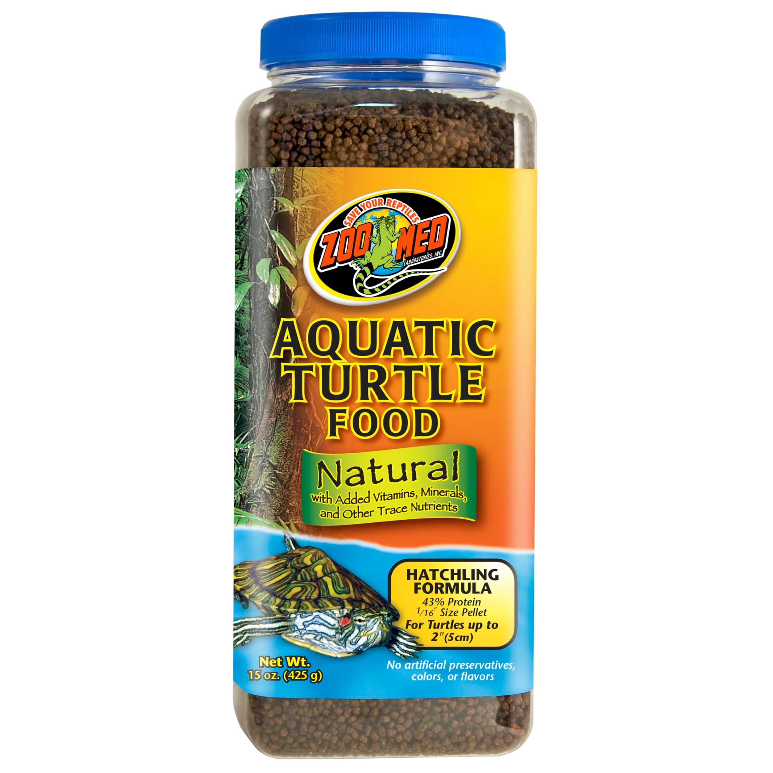 Zoo Med Natural Aquatic Turtle Food Hatchling Formula 425g (15oz) | Scientifically Formulated for Rapid Growth — No color