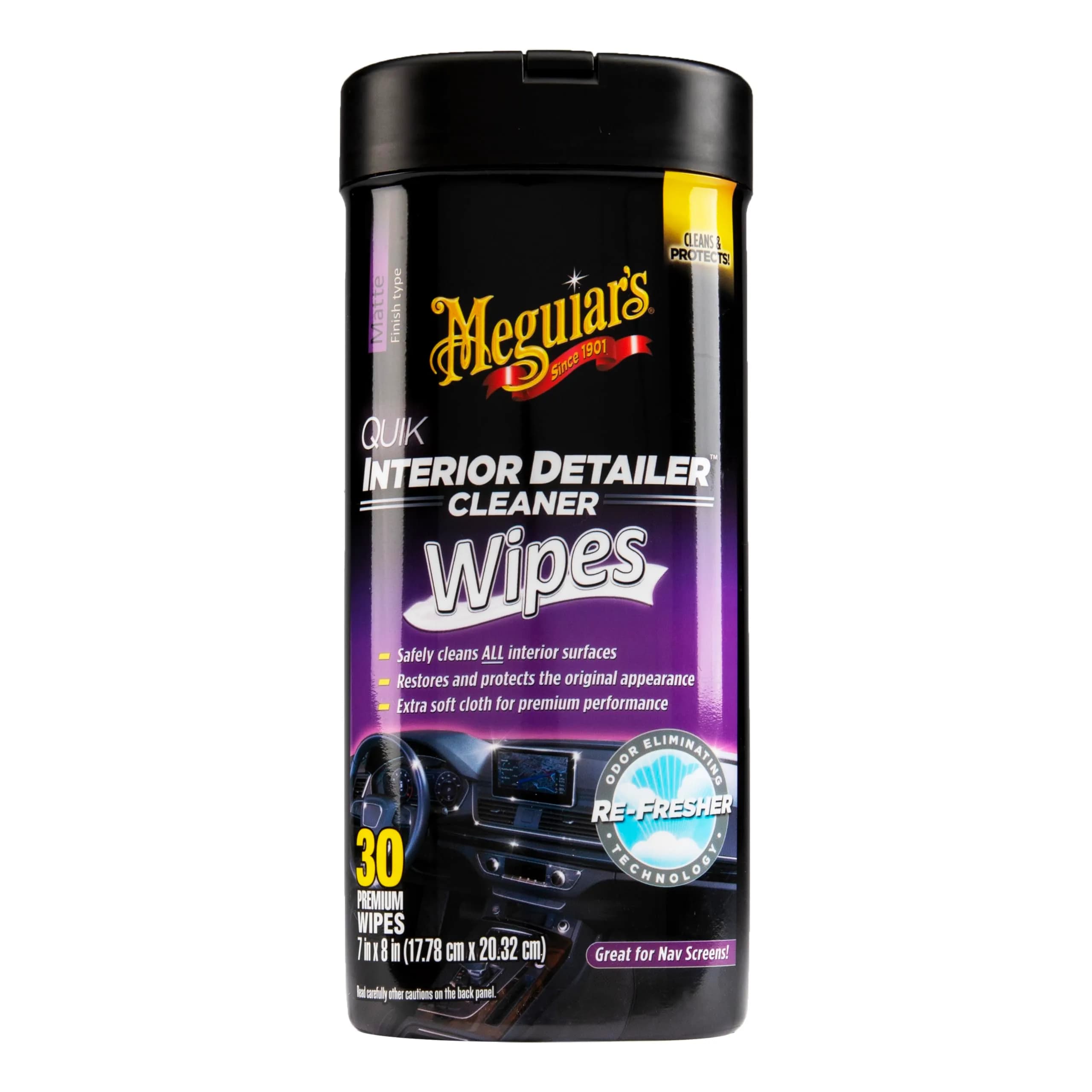 Meguiar's Quik Interior Detailer Wipes 30 Count (156 g) | Cleans & Protects All Interior Surfaces - main product image
