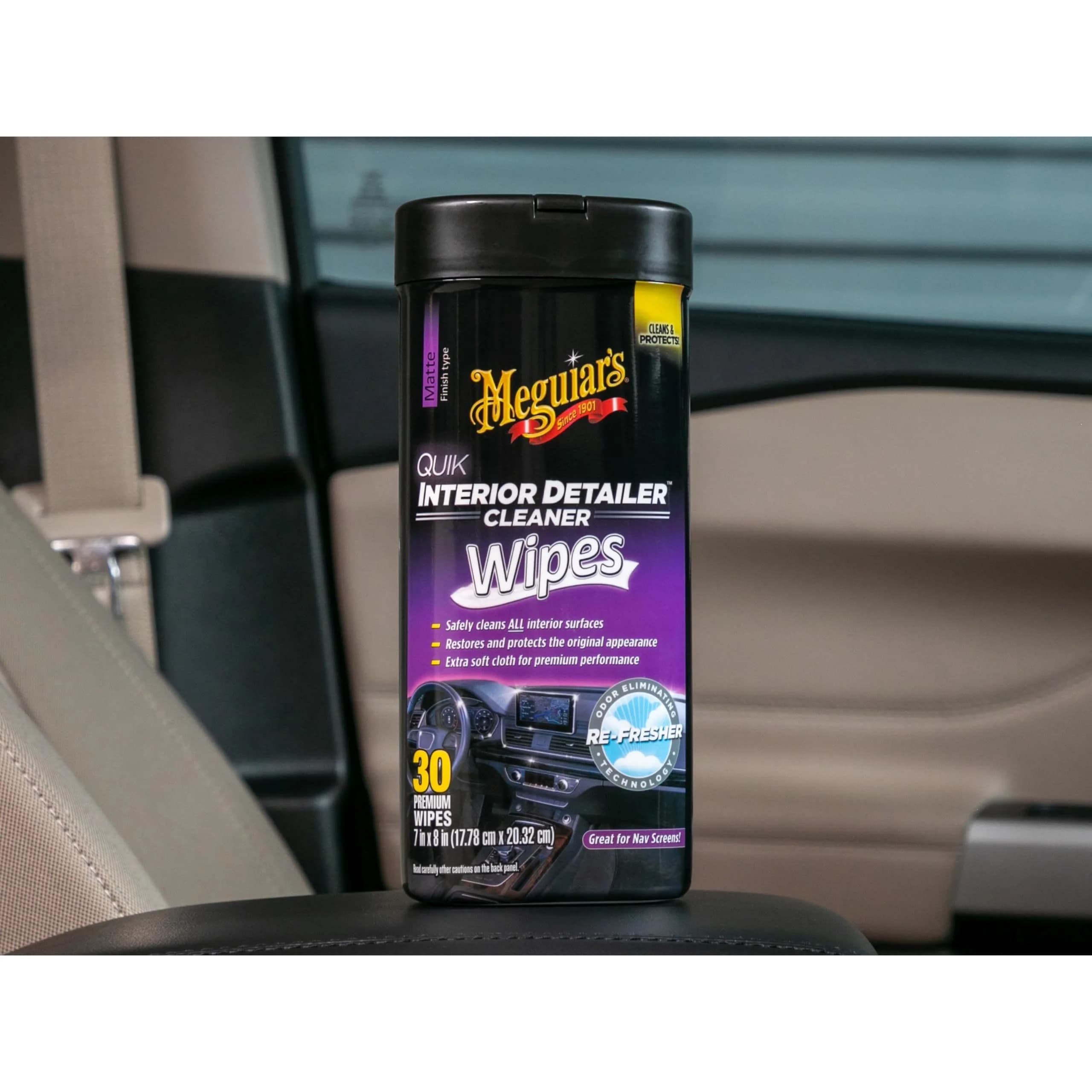 Meguiar's Quik Interior Detailer Wipes 30 Count (156 g) | Cleans & Protects All Interior Surfaces - view 3