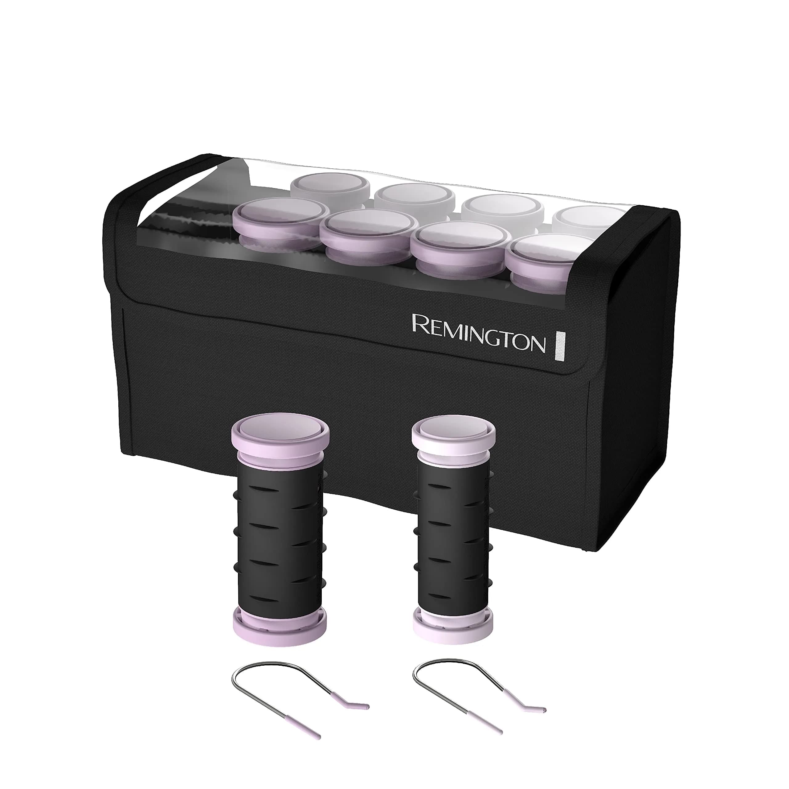 Remington Compact Ceramic Hot Rollers, 10-Piece Hair Roller Set | Ionic & Ceramic Technology for Less Frizz & More Shine — Purple/Black