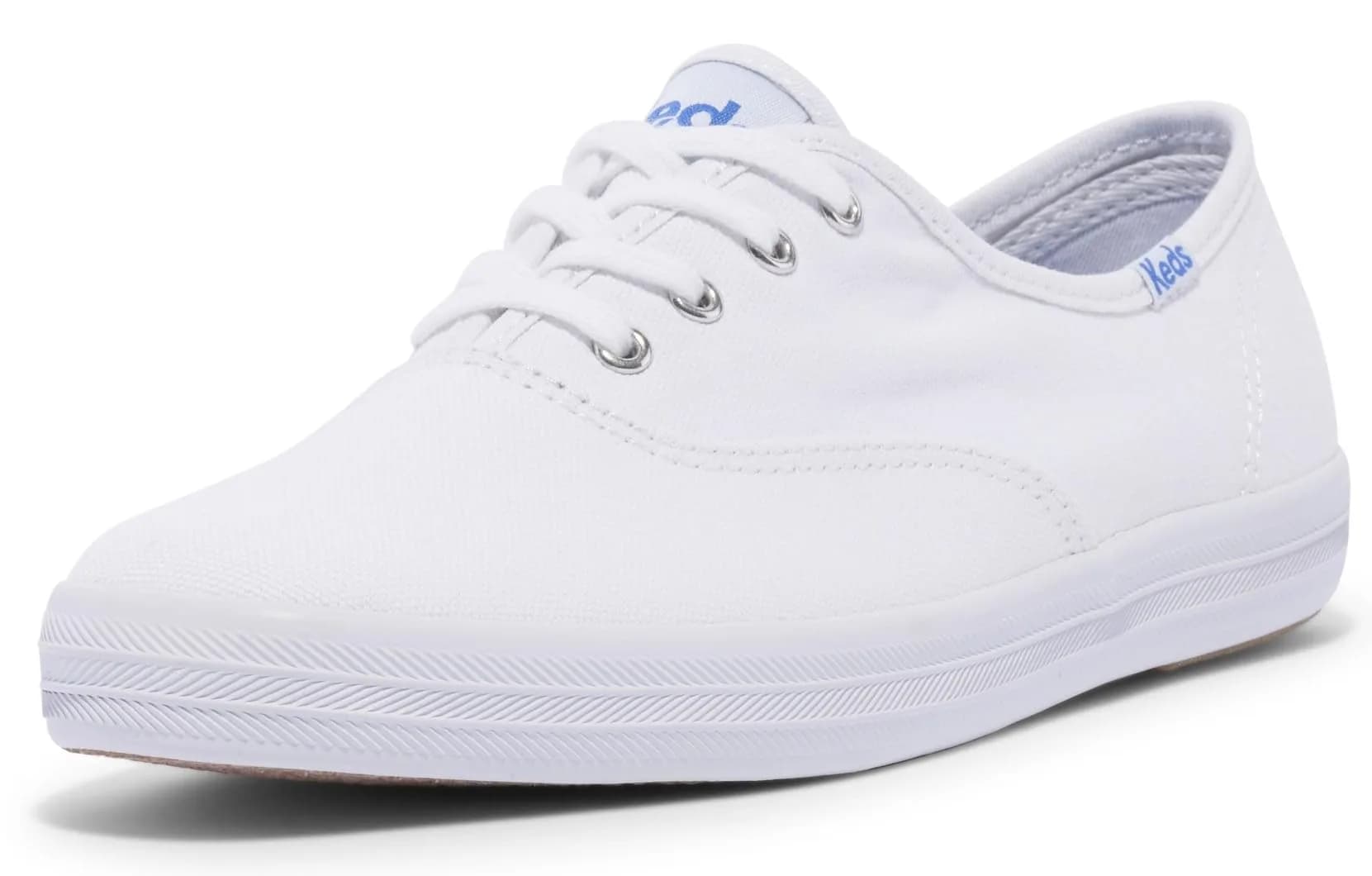 Keds Champion Canvas Lace-Up Sneakers, White, US Size 9 | Classic Low-Top Style with Breathable Cotton Canvas