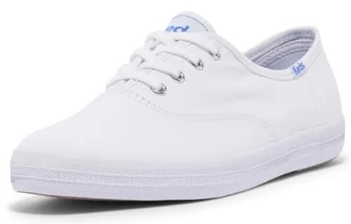 Keds Champion Canvas Lace-Up Sneakers, White, US Size 9 | Classic Low-Top Style with Breathable Cotton Canvas thumbnail 1