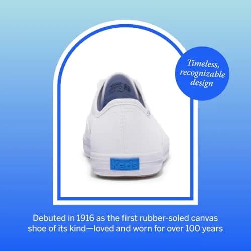Keds Champion Canvas Lace-Up Sneakers, White, US Size 9 | Classic Low-Top Style with Breathable Cotton Canvas thumbnail 6