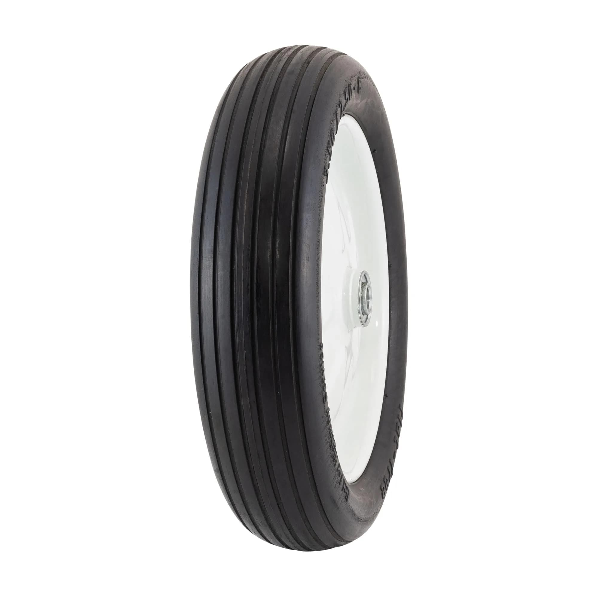 Marathon 3.50/2.50-8 Flat Free Tire on Wheel, 3" Hub, 5/8" Bearings | Solid polyurethane foam, 13-inch diameter, load 300 lbs
