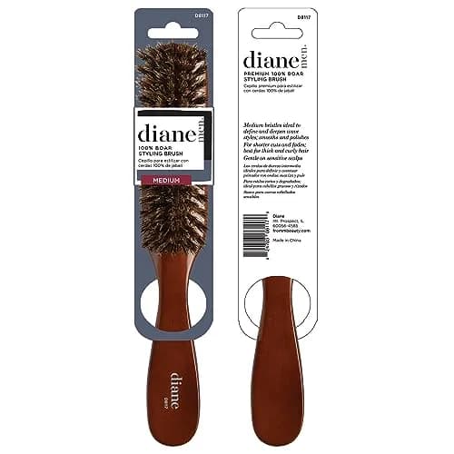 Diane Premium 100% Boar Bristle Styling Brush for Men & Barbers | 7-Row Medium Bristles for Thick Coarse Hair thumbnail 6