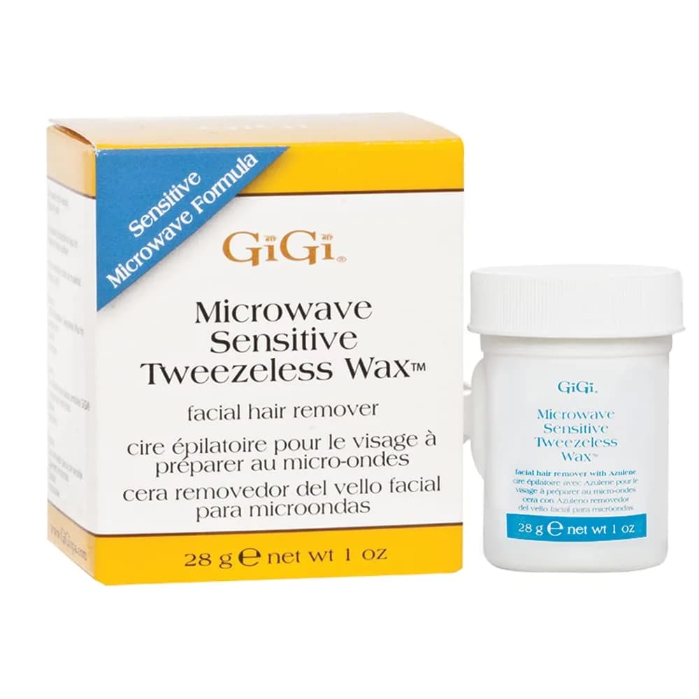 GiGi Microwave Tweezeless Wax - Honey Facial Hair Remover 29.5ml (1 oz) | Gentle Exfoliation for Smooth Skin — Tweezeless w/ Azulene / 1 Ounce