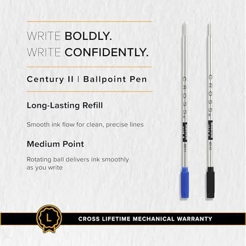 Cross Century II Lustrous Chrome Ballpoint Pen | Medium Point, Black Ink | Refillable, Elegant Design thumbnail 7